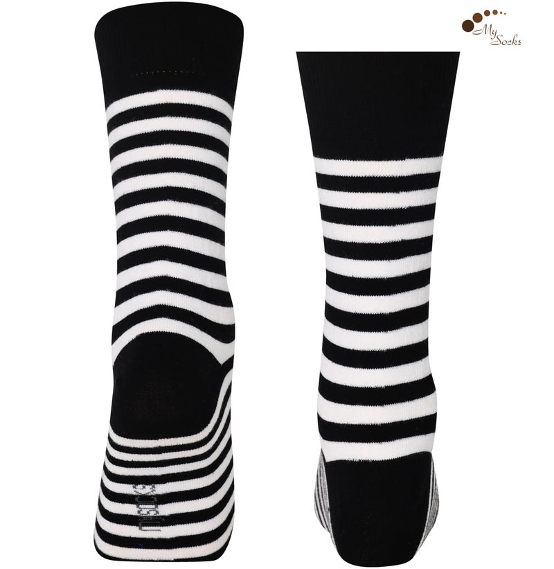 Mysocks Unisex Ankle Socks Stripe White and Black - Image 2